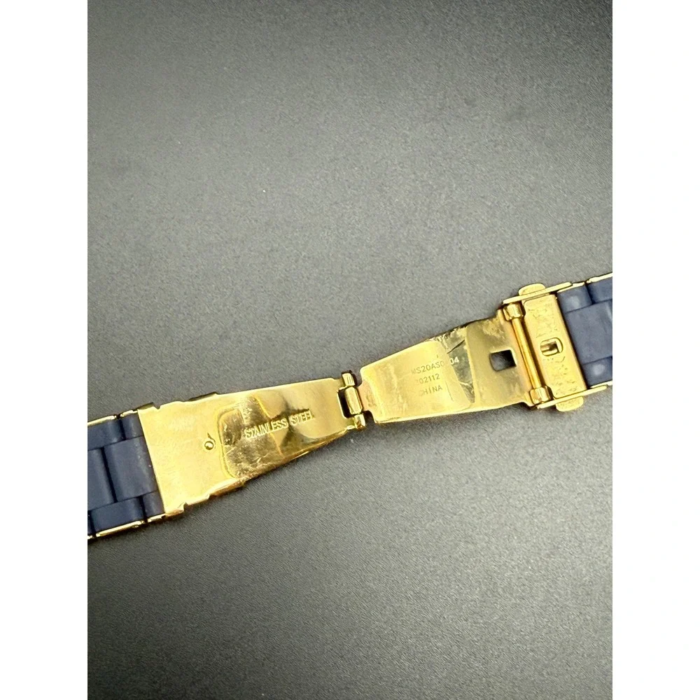 Michele Navy Silicone Gold Stainless Steel Apple Watch Band 38/40/41 MS20AS0004
